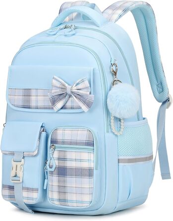 Дитячий рюкзак Tanou для дівчаток, водонепроникний, з візком, візерунок 'Клешні', 9-16 років (Блакитний)