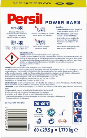 Капсули для прання Persil Power Bars Color для кольорових речей, 60 прань, гігієнічна чистота від 20°C, 1.77 кг