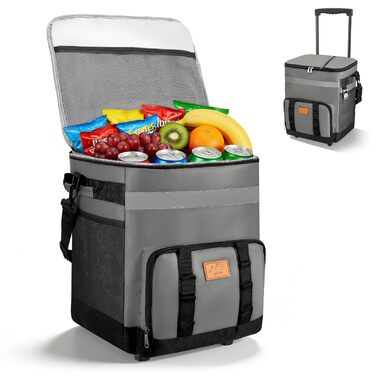 Термосумка-холодильник 35л з колесами, велика, складніша, для пікніків, кемпінгу, пляжу та BBQ, вологостійка