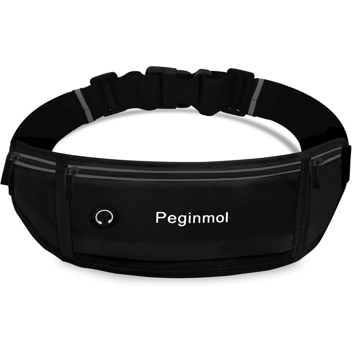 Пояс для телефону, спортивний пояс-сумка для бігу, водонепроникний, для жінок та чоловіків з 3 кишенями, велика місткість, регульований пояс для бігу (Чорний + Зелений) (Чорний)