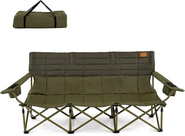 Крісло для кемпінгу Costway, розкладне, з регульованими підлокітниками, тримачами для напоїв та сумкою, вантажопідйомність 272 кг, для кемпінгу, риболовлі, пікніка (Зелений)