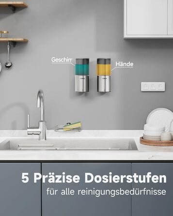 Автоматичний дозатор мила AIKE для рідкої мила, настінний, для кухні та ванної кімнати, IPX7, вологостійкий, 400 мл, з нержавіючою сталлю, шліфована