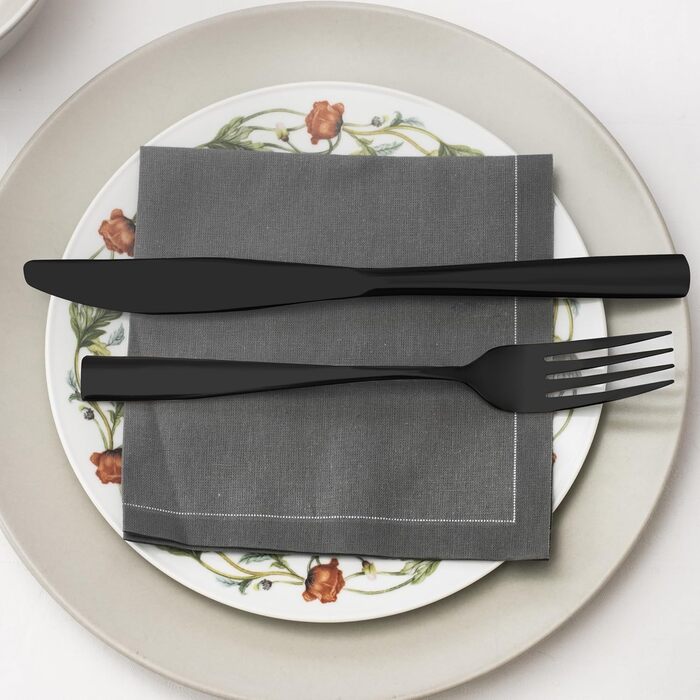 Otto Koning Cutlery Set, 32-Piece - Black Cutlery Set made of High-Quality Stainless Steel, Modern Cutlery Sets for 8 People, Dishwasher-Safe, Mirror-Polished, Durable, Elegant Design