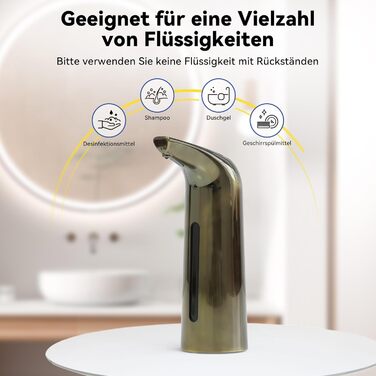 Автоматичний безконтактний дозатор мила з 4 рівнями регулювання, 400 мл, електричний, на батарейках, для встановлення на стіл, з інфрачервоним датчиком (Бронзовий), 400 мл, Бронза