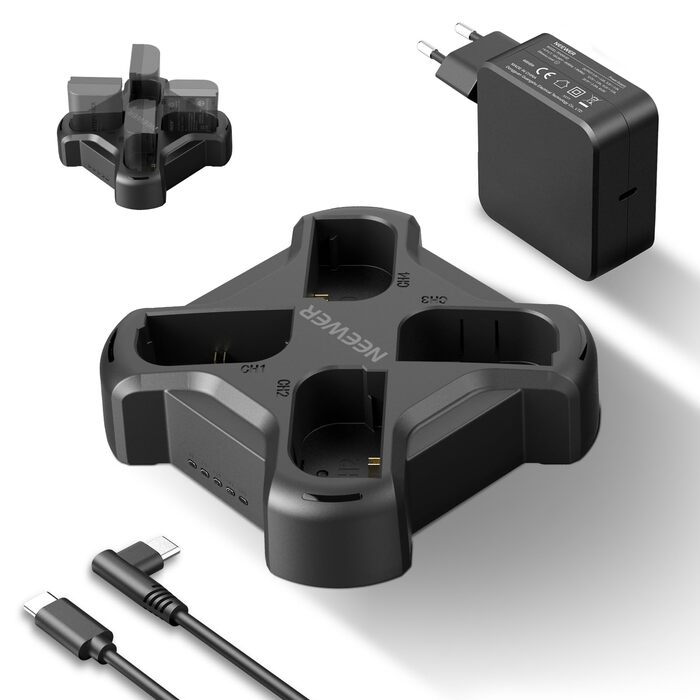 Набір акумуляторів NEEWER LP-E6NH (3 шт.) 2250mAh та зарядний пристрій USB з трьома слотами для Canon EOS R7, R5, R6, R6 II, R 5DIV, 6DII, 7DII, 80D, 90D (NW-P4 з PD 45W)