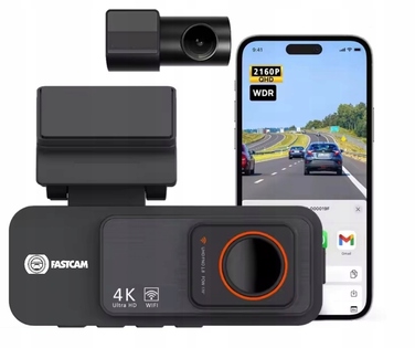 Автомобільний відеореєстратор Fastcam M9 4K UHD з Wi-Fi, кутом огляду 170° та задньою камерою