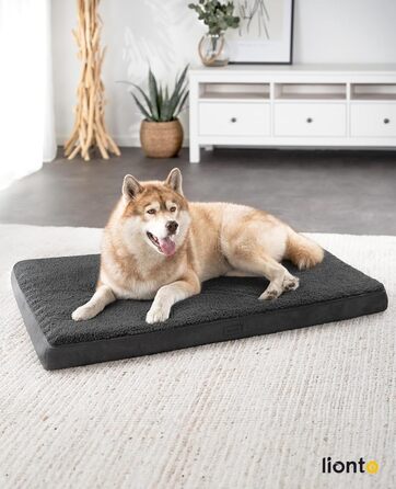 Ортопедичне ліжко для собак Lionto, 112x81x8 см, чорне. М'яке, знімний чохол, водонепроникне, для собак та котів