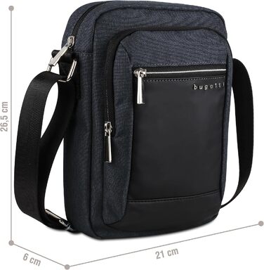 Чоловіча сумка Bugatti Sera на плечі, месенджер з відділенням для планшета, антрацит, S