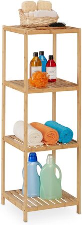 Relaxdays Bamboo Bathroom & Kitchen Shelf, HBT: 162 x 38 x 39.5 cm, Freestanding Shelf with 4 Shelves, Natural