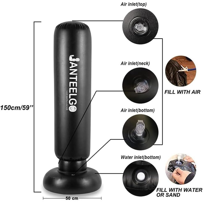 Дитячий боксерський мішок JanTeelGO 150 см для карате та боксу. Ідеальний подарунок для хлопчиків та дівчаток 3-12 років