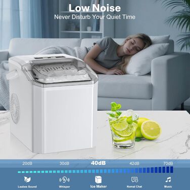 Льодогенератор Ice Cube Maker 12 кг/24 год, 2 розміри кубиків льоду, самоочищення, білий - для дому, офісу, бару