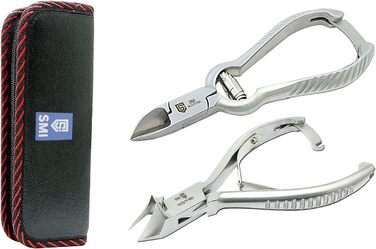 Професійний кусачки для нігтів SMI (2 шт.) для врослих та товстих нігтів, нержавіюча сталь, з чохлом для педикюру