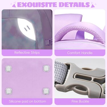 Шкільний рюкзак для підлітків 46L, рюкзак для школи, гімназії, старшої школи з нагрудним ременем, світловідбиваючими елементами, відділенням для 17.3' ноутбука, міцний, повсякденний, фіолетовий - 5255