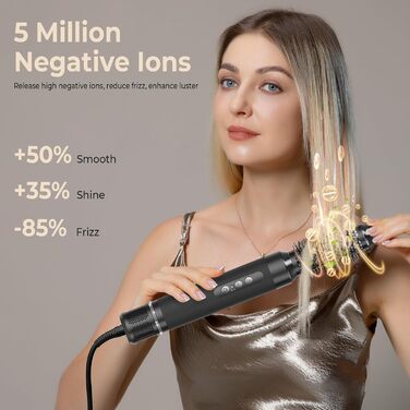 UKLISS Airstyler 7-in-1: Фен-щітка, автоматична завивка, 7 функцій, чорний
