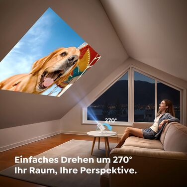 Портативний проєктор Mini Beamer 4K з підтримкою Android 13, WiFi 6, Bluetooth 5.4 та обертанням 270°. Підтримка HDMI, USB, iOS, PC. Ідеальний для домашнього кінотеатру та використання на відкритому повітрі з автокорекцією трапеції.