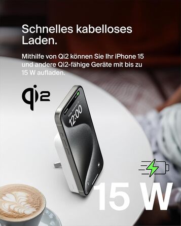 Belkin BoostCharge Pro Powerbank 10000mAh з Qi2, MagSafe, вбудований стійка, для iPhone 17, Air, 16, 15, 14, Pixel та інших – білий