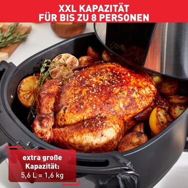 Аерофритюрниця Tefal Easy Fry XXL 5,6 л, 1850 Вт, 8 програм, електрична, без олії, нержавіюча сталь, енергозберігаюча, цифровий дисплей