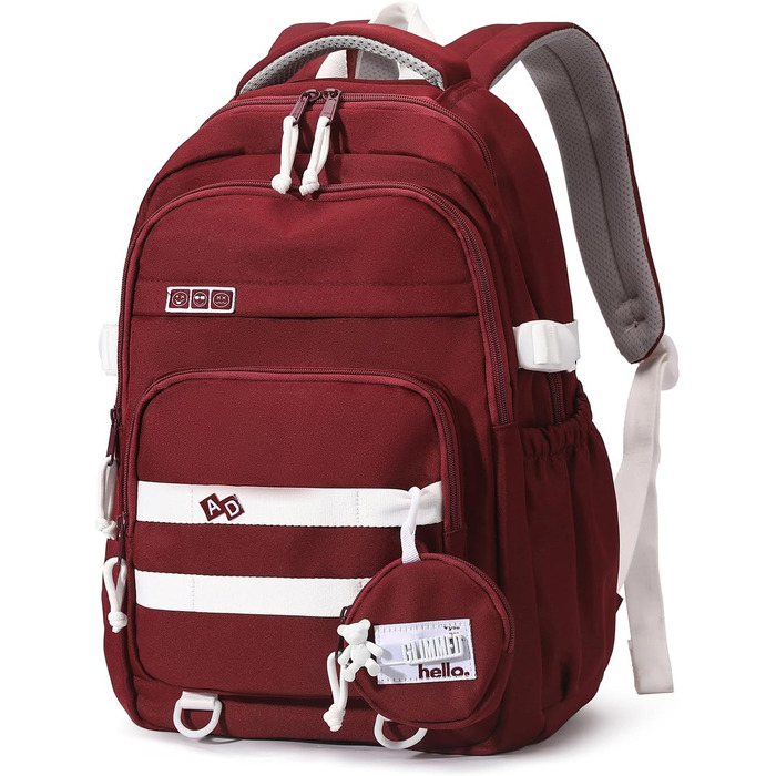 Дитячий рюкзак для школи дівчинки-підлітка, водонепроникний, легкий, великий, модний - (Червоний)