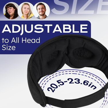 Маска для сну з навушниками Bluetooth LC-dolida 3D, повна блокада світла, чорний колір