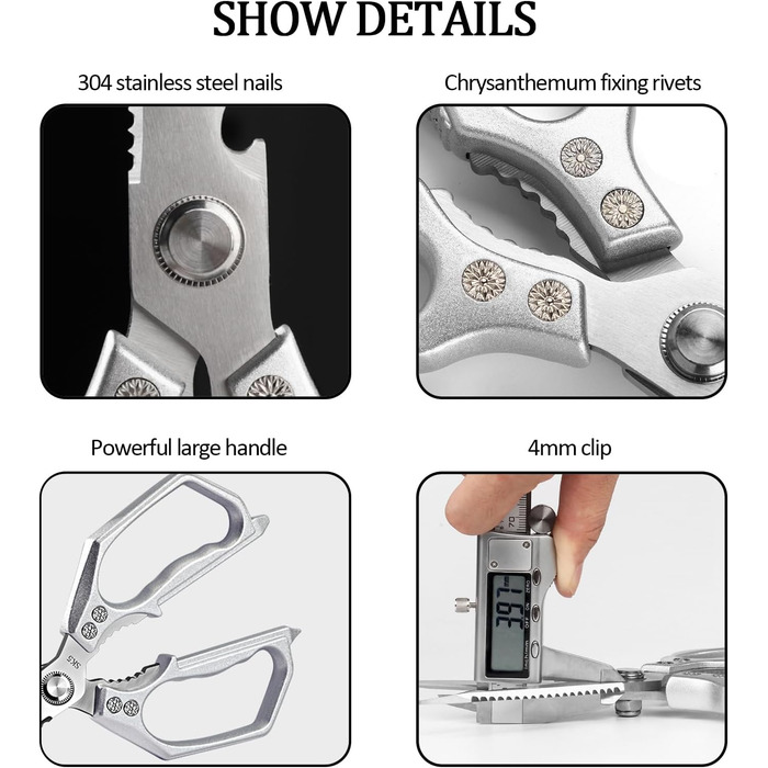 Ніж-ножиці кухонні з нержавіючої сталі, універсальні, з відкривачем для пляшок, для птиці, риби, м'яса, зелені, горіхів, придатні для миття в посудомийній машині