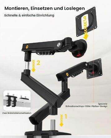 Кронштейн для двох моніторів NB Ergonomic Smoovex (17-32 дюйми), двоплечий, чорний