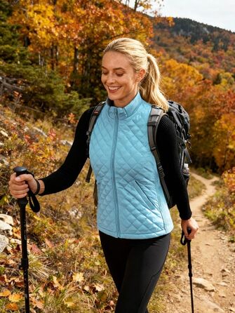 Жіночий безрукавний жилет Bienzoe на блискавці з утеплювачем, легкий, з еластичною в'язкою, кольори: сірий, блакитний (S)