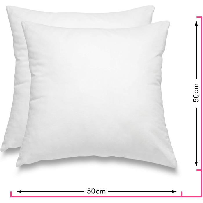 wometo 2er Set Feather Pillow 100% Feathers 50x50-600g oekoTex Pillow Inlay Cotton White/Inner Pillow/Pillow Filling/Small Head Pillows (2 pieces) 50 x 50 cm