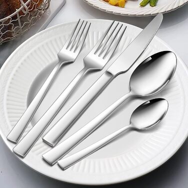 Cutlery Set for 6 People, HaWare 36-Piece Cutlery Set with Steak Knives, Stainless Steel Cutlery Set with Knife, Fork, and Spoon, Elegant Dinnerware Set for Home and Restaurant, Mirror Polished & Dishwasher Safe