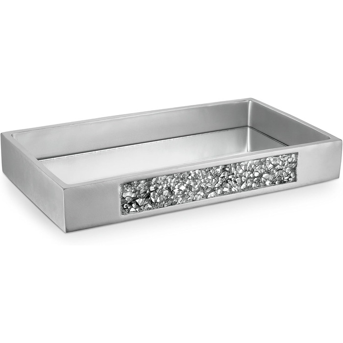 Набір аксесуарів для ванної кімнати Dwellza, сріблястий мозаїчний набір, 6 предметів, включає: дозатор мила, тримач для зубних щіток, стакан, мильниця, кришка для серветок, сміттєвий бачок (унікальний)