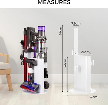 Насадка для пилососа MORANGO для Dyson V6, V7, V8, V10, V11, V15, DC30-DC74 - тримач для настінного кріплення без свердління