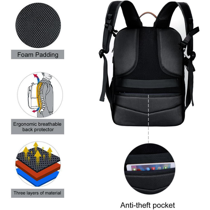 MOSISO Рюкзак для камери 17.3 дюйма, DSLR/SLR/Беззеркальна камера, відділення для ноутбука, вбудована фотосумка, USB-порт для зарядки, дощовик, сумісний з Canon/Nikon/Sony, чорний