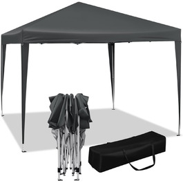 WOLTU Pop-Up Pavilion, Waterproof Folding Pavilion, Sun Shelter, Event Pavilion, Garden Pavilion for Terrace, Camping, Festival, Pagoda Tent, 3 x 3 m, with Oxford Fabric and Metal Frame, PVL0002be (Anthracite)