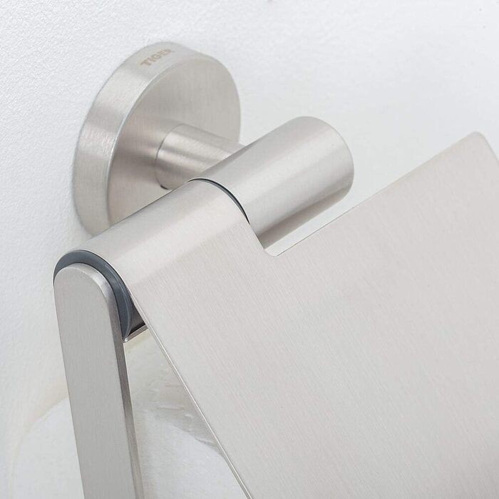 Tiger Boston Stainless Steel Toilet Paper Holder - Wall Mounted, Brushed Finish - Includes Small Boston Hook
