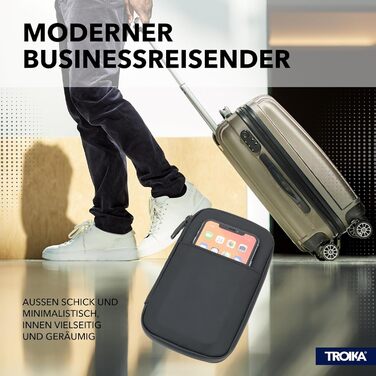 TROIKA Smart Traveller and Cable Organizer Black TECH Traveller – Front Pocket, Zip Pocket, Card Slots – Polyester, Polyurethane, Tarpaulin (Canvas) – Black Original