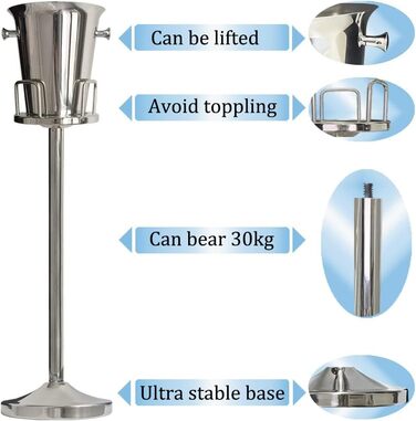 Ескірнер з нержавіючої сталі для барів, вечірок, весіль. Утримує 3-6 годин. Золотий, 3FT (срібло)