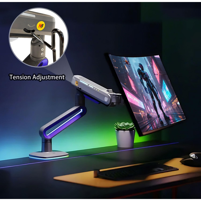 Кріплення для монітора 32-60 дюймів Ultrawide, для моніторів 34/49/57 дюймів, вантажопідйомність до 20 кг, кріплення C-Clamp та Grommet, VESA 75/100 мм (фіолетовий)