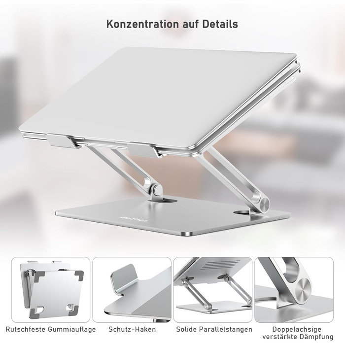 Підставка для ноутбука BoYata: регульована, з вентиляцією, для екранів 10-15 дюймів (MacBook, Dell, HP, Samsung)