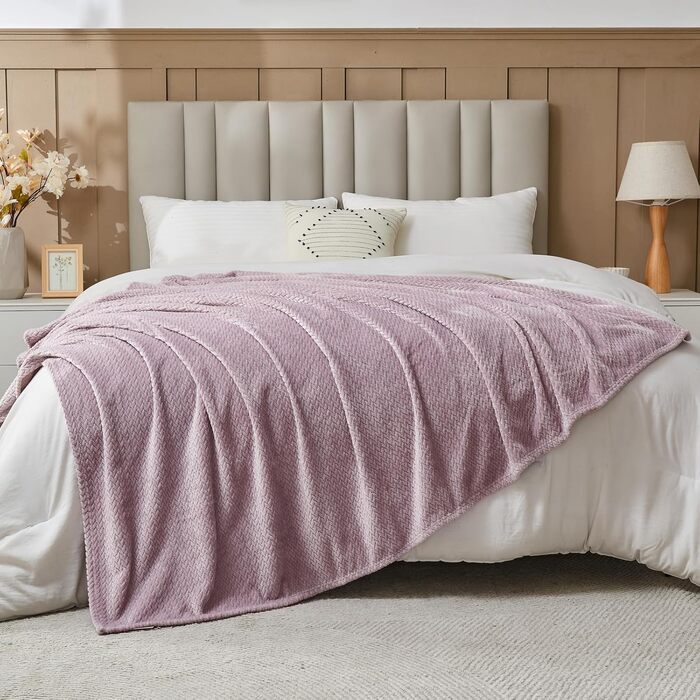 Плед NEWCOSPLAY з візерунком колосків пшениці, 130x150 см / 150x200 см, м'який, теплий, для дивана, фіолетовий