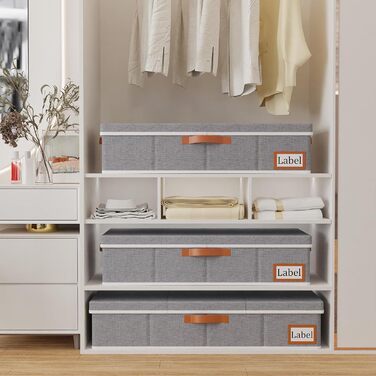 Yawinhe 2 Pack Under Bed Storage Box, Storage with Lid, Foldable Storage Bag with Handle Grips, for Bedspreads, Blankets, Clothes, 60x30x15cm, (60x30x15cm/1-Pack, Grey)
