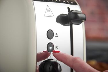 Тостер Russell Hobbs Colours Plus, 2 скибки, нержавіюча сталь, кремовий, широкі відсіки, підставка для булочок, 6 режимів підсмажування, функція розморожування, Lift & Look, 1600 Вт