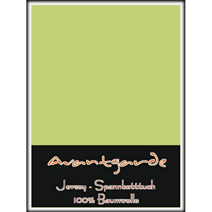 AVANTGARDE Fitted Sheet 140x200cm - 160x220 cm - also suitable for box spring bed & waterbed Premium fitted sheet 100% cotton jersey - approx. 170g/m² - high rib - ÖKO TEX (08 Light Green)