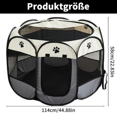 Клітка-вигул для цуценят та котів, клітка-вигул для собак, клітка для тварин, сіра, 114x114x58 см