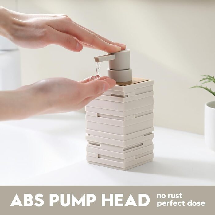 Диспенсер для мила дерев'яний, дозатор для мийного засобу на стільницю для кухні, стильний дозатор для мила в ванну кімнату з помповим механізмом (Бежевий)