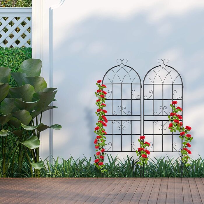 Сітка для витких рослин Relaxdays, метал, 2 шт, 150x50 см, чорна, шпалера для саду