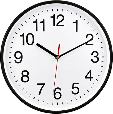 Plumeet Extra Large Silent Wall Clock, 40.6cm Soundless Non-Ticking Quality Black Quartz Wall Clock Decorative Apartment/Kitchen/Office/School Clock, Easy to Read (White)