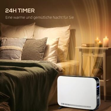 Електричний обігрівач HOMCOM 2000W з 3 режимами нагріву, LED-дисплеєм та таймером, для приміщень до 18 м²