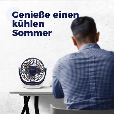 USB вентилятор OCOOPA: компактний настільний вентилятор з потужним потоком повітря та тихим режимом роботи. 3 швидкості, 360° обертання, портативний для офісу, дому та на вулицю. Колір: темно-синій