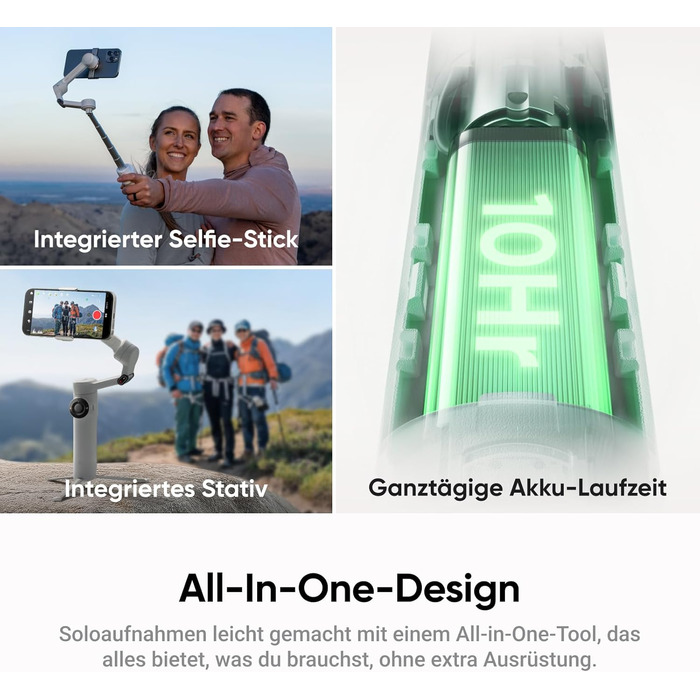 Insta360 Flow 2 Gray – Стабілізатор для смартфонів, Gimbal з AI-tracking, вбудований штатив/селфі-стік, пульт дистанційного керування, для iPhone/Android, сірий, Flow 2