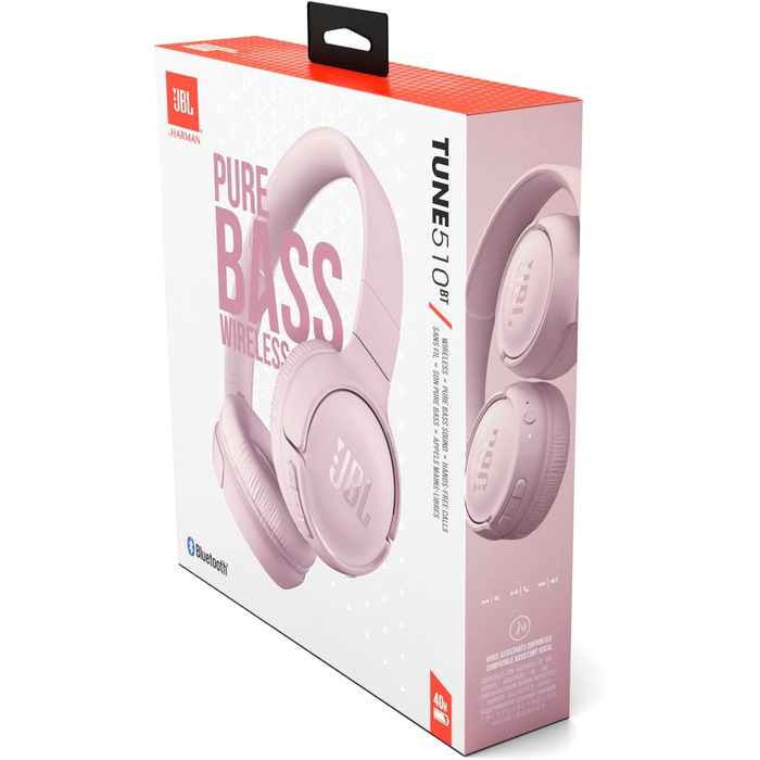 Навушники JBL Tune 510 BT – Bluetooth, бездротові, складні, рожеві