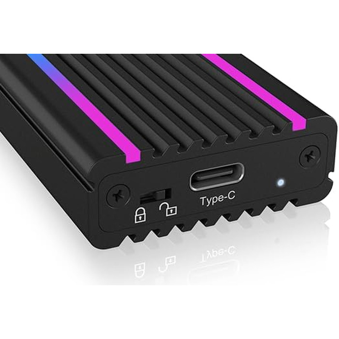Зовнішній корпус для M.2 PCIe SSD ICY BOX IB-1817M-C31, USB 3.1 Type-C, алюміній, RGB підсвічування, чорний